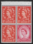 SB12 Crowns 3 x ½d, 1 x 2½d  perf AP (Chalky Paper). Upright Wmk. U/M (MNH)