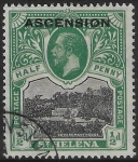 1922 Ascension KGV   SG.1 ½d black & green stamp of St. Helena overprinted 'Ascension'  Used