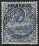 1922 Ascension KGV SG5 3d Bright Blue Stamp overprinted 'Ascension' Used