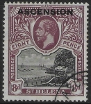 1922 Ascension KGV SG6 8d Black & purple  Stamp overprinted 'Ascension' Used