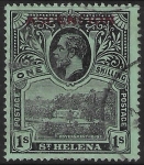 1922 Ascension KGV SG9 31s Black/green  Stamp overprinted 'Ascension' Used