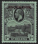 1922 Ascension SG9 1s Black/green Stamp of St. Helena overprinted 'Ascension' M/M
