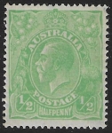 1918  Australia  SG.48a  ½d green 'variety thin fraction at right'. mounted mint.