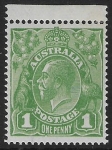 1924  Australia  SG.76b  1d sage green. variety 'secret mark'. mounted mint.