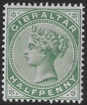 1887 Gibraltar  SG.8  ½d dull green.  U/M (MNH)