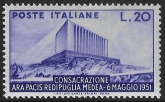1951 Italy - SG.782 20L bright violet. Consecration of Hall of Peace. U/M (MNH).