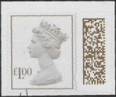 V4842  £1 brown  2B MPIL M22L SBP T2  ISP Ex DY44 (Transformers) U/M (MNH) these stamps have a design enchroachment at either top or bottom.