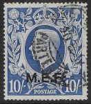 1943 SG. M21 10/- ultramarine. overprinted M.E.F.  used.