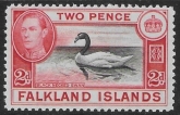 1941 Falkland Islands SG.150  2d black and carmine-red.  U/M (MNH)