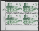 UK1 (SG.1410) £1 cylinder Block of 4 cylinder 1R Harrison U/M (MNH)