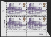 UK13 (SG.1613a) £3  cylinder Block of 4 cylinder 1J Harrison  U/M (MNH)