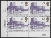 UK13 (SG.1613a) £3  cylinder Block of 4 cylinder 1A Harrison  U/M (MNH)
