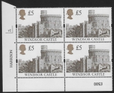 UK16 (SG.1614) £5  cylinder Block of 4 cylinder 7E Harrison  U/M (MNH)