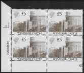 UK4 (SG.1413) £5  cylinder Block of 4 cylinder 1E Harrison  U/M (MNH)
