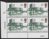 UK5 (SG.1611) £1  cylinder Block of 4 cylinder 1A Harrison  U/M (MNH)