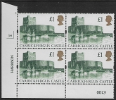UK6 (SG.1611r) Re-Engraved £1  cylinder Block of 4 cylinder 3H Harrison  U/M (MNH)