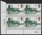 UK6 (SG.1611r) Re-Engraved £1  cylinder Block of 4 cylinder 3F Harrison  U/M (MNH)