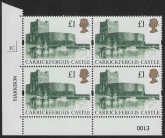 UK6 (SG.1611r) Re-Engraved £1  cylinder Block of 4 cylinder 3C Harrison  U/M (MNH)