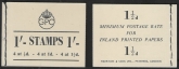 BD8 1/- booklet. cream cover. contains SG.503-5 upright WMK margin at top. panes of 4