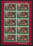 2002  New Zealand - SG.2549 New Zealand - Vatican $1.50 Joint Issue Sheetlet of 10   U/M (MNH)