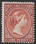 1891 Falkland Islands - SG.18 1d orange red-brown. mounted mint.