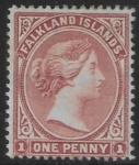 1885 Falkland Islands - SG.8 1d brownish claret. mounted mint