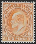 1904 Falkland Islands.  SG.47 6d orange. U/M (MNH)
