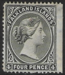 1889 Falkland Islands - SG.12  4d grey-black.  mounted mint.