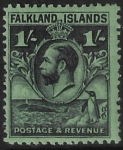 1936 Falkland Islands SG.122a 1/-  black on bright emerald. LMMint