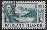 1938  Falkland Islands. SG.158  1/- light dull blue.  fine used.