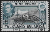 1938  Falkland Islands. SG.157 9d.  black & grey-blue  fine used.