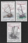 1996 Denmark SG1074-6 Wooden Sailing Boats Set of 3 Values U/M (MNH)