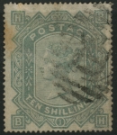 Great Britain 1878 SG.128  £1 greenish grey plate 1  maltese cross wmk.  'HB'  used .