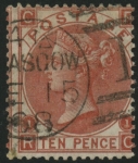 Great Britain 1867 SG.112   10d red-brown. 'CR'  wmk. emblems. Glasgow CDS.