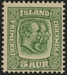 1907 Iceland SG.84 Kings Christian IX and Frederik VIII 5a green.LMM