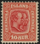 1907 Iceland - SG.86 Kings Christian IX & Frederik VIII   10a scarlet LMM.