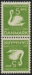 1935 Denmark SG.292a Hans Andeson 5ö green vertical Tête-bêche pair U/M (MNH)
