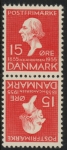 1935 Denmark SG.295a Hans Andeson 15ö scarlet vertical Tête-bêche pair U/M (MNH)