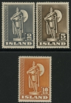 1939-45 Iceland SG.254-6 perf 14. set 3 values.  M/M