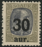 1925 Iceland SG.144 30a on 50a grey & drab.  M/M