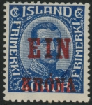 1926 Iceland SG.146  1k on 40a blue.  U/M (MNH)