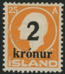 1926 Iceland SG.147  2k on 25a orange.  LM/M