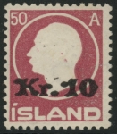 1925 Iceland SG.148  10k on 50a  claret.  LM/M