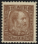 1902  Iceland  SG.48 King Christian IX   16a reddish brown.  M/M