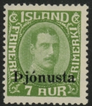 1936  Iceland SG.O220  'OFFICIAL'   7a yellow green (no186) 'overprint'  M/M