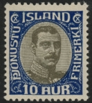 1920  Iceland SG.O135  'OFFICIAL'   10a  deep blue    M/M
