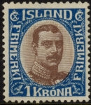 1920  Iceland SG.129   1k chocolate & blue.   M/M