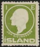 1911 Iceland SG.96 Birth Centenary of Jon Sigurdssen. Historian. 1e pale yellow green. LM/M