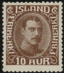 1932 Iceland SG.187 10a chocolate King Christian X  U/M MNH