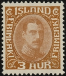 1932 Iceland SG.183 3a bistre-brown. King Christian X  U/M MNH